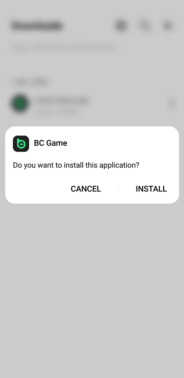 Finalize the installation and use your credentials for a BC Game app login.