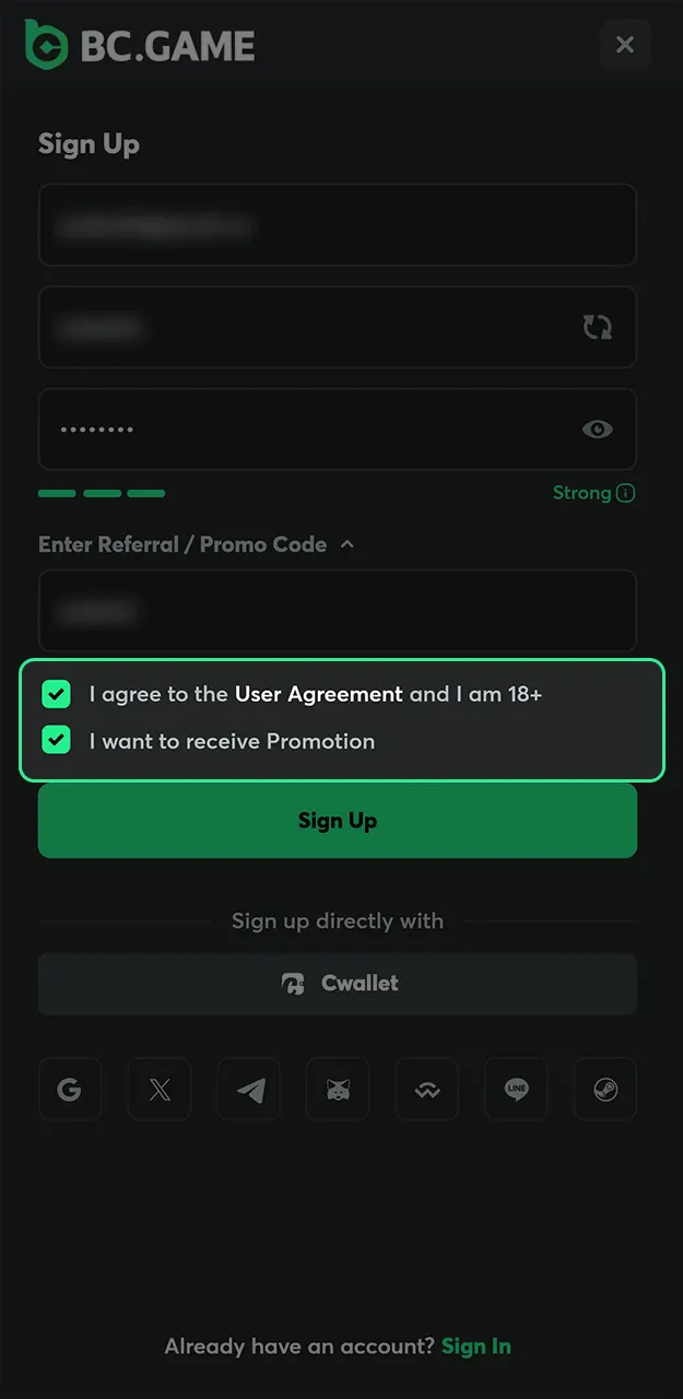 To play Aviator, complete the registration process at BC Game.