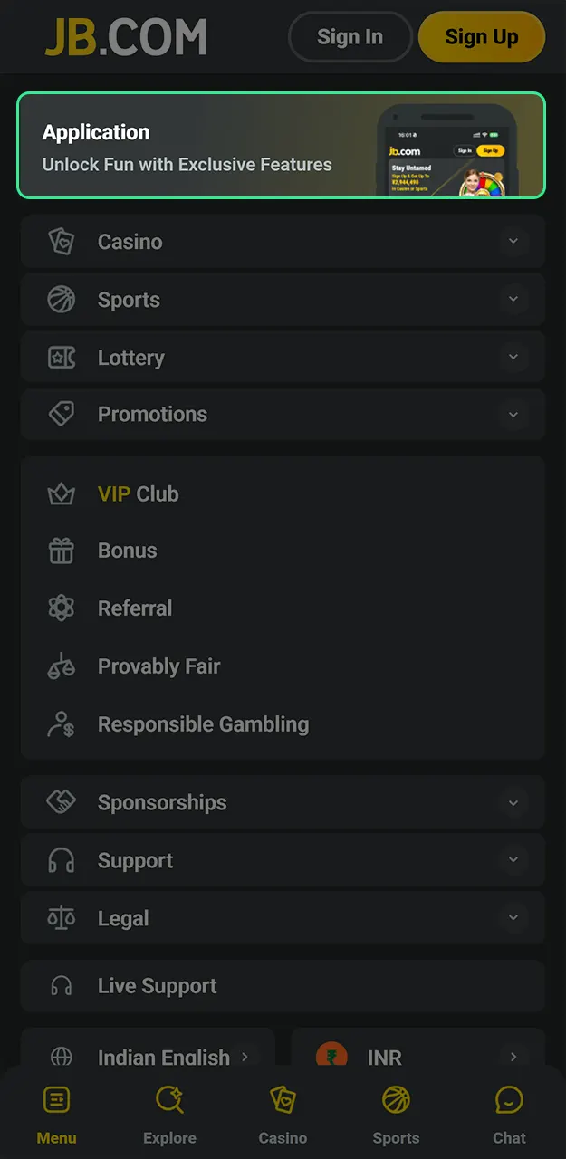 Tap the to start downloading the latest JB Casino Android app.
