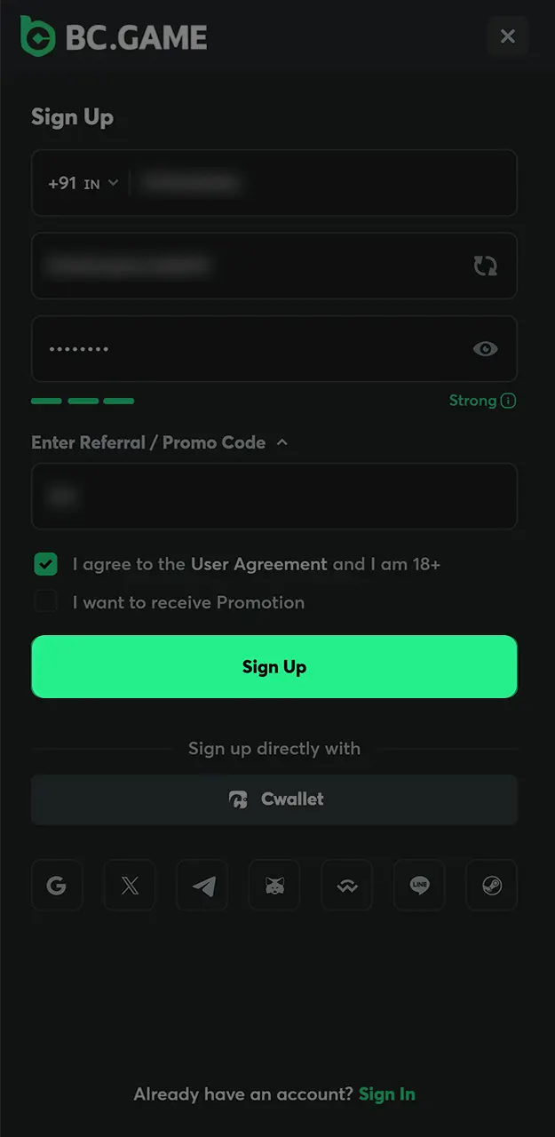 Create a BC Game account to access the best games and sporting events.