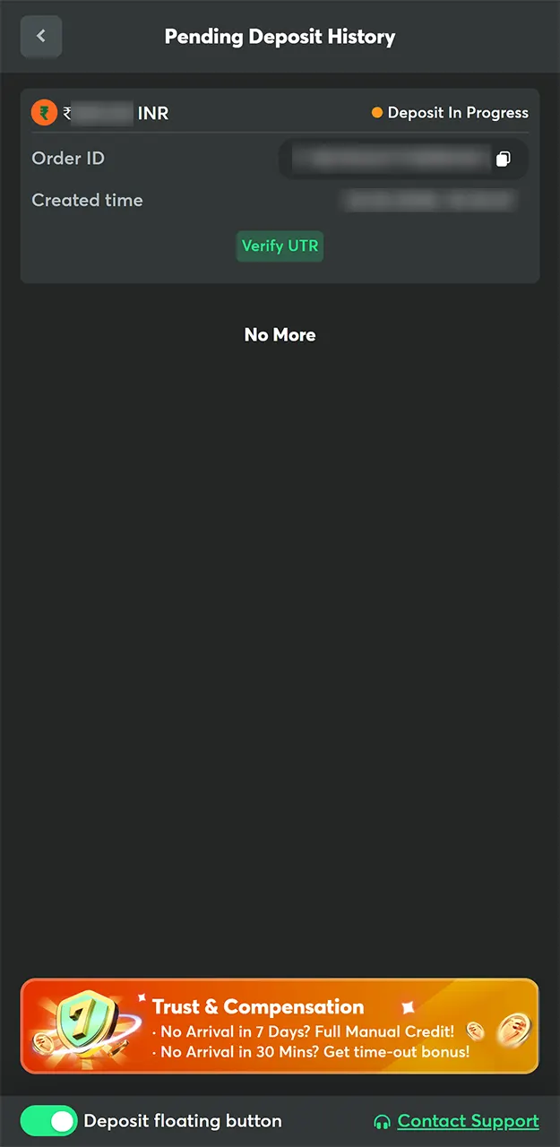 Get updates on funds coming into BC Game.