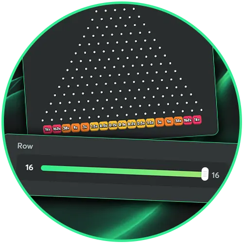 Customize your volatility by choosing between 8 and 16 rows of pins in BC Game Plinko.