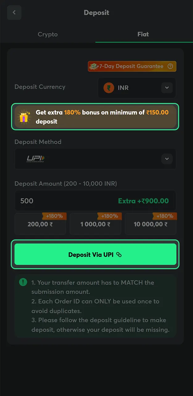 Make your first deposit on BC Game to receive the promo code bonus.