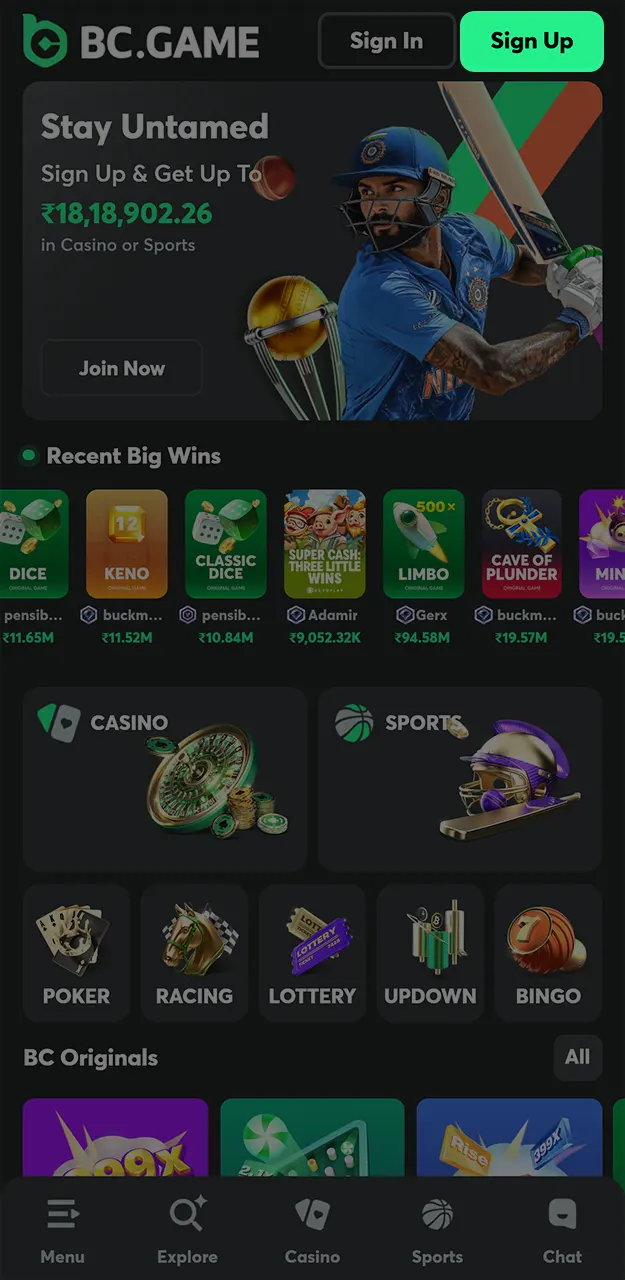 Register on BC Game to enter the promo code and receive bonuses.