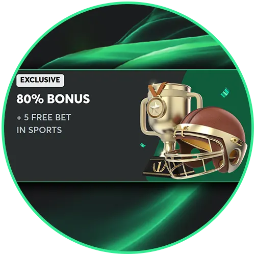 Claim an 80% first deposit match plus 5 free bets using the BC Game sports bonus.